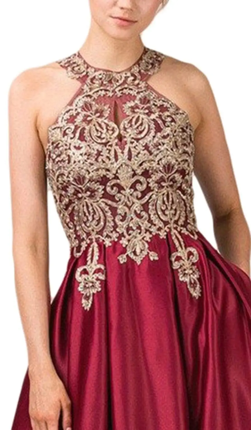 Eureka Fashion - 8009 Halter Keyhole A-Line Evening Dress 2 Eureka Fashion - 8009 Halter Keyhole A-Line Evening Dress - Image 2