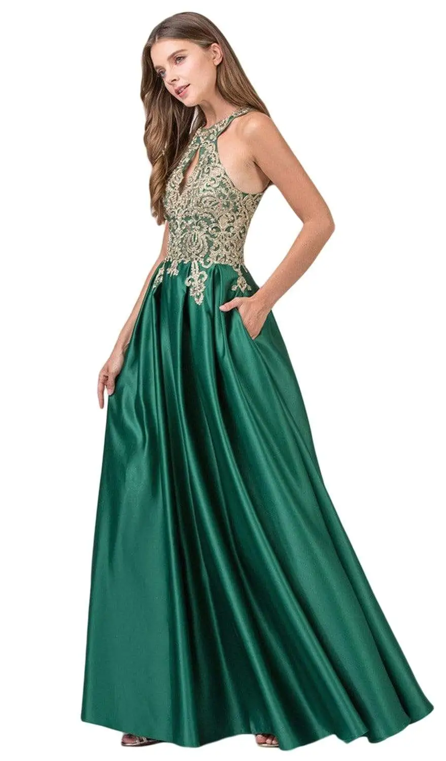 Eureka Fashion - 8009 Halter Keyhole A-Line Evening Dress 4 Eureka Fashion - 8009 Halter Keyhole A-Line Evening Dress - Image 4