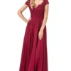 Eureka Fashion - 8611 Embroidered V-neck Chiffon A-line Gown