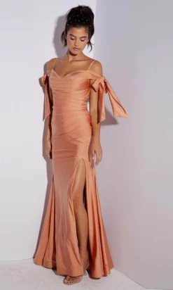 Eureka Fashion 9181 - Off-Shoulder Ruched Bodice Evening Dress -Hot Sale WEDDING Store eureka fashion 9181 off shoulder ruched bodice evening dress evening dresses xs desert coral 31605281194067