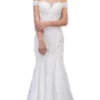 Eureka Fashion Bridal - Off Shoulder Lace Corset Trumpet Wedding Dress