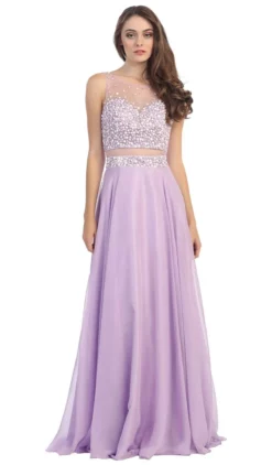 Eureka Fashion - Bubble Beaded Mesh Evening Dress