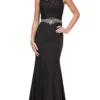 Eureka Fashion - Jewel Neck Embellished Mermaid Evening Gown