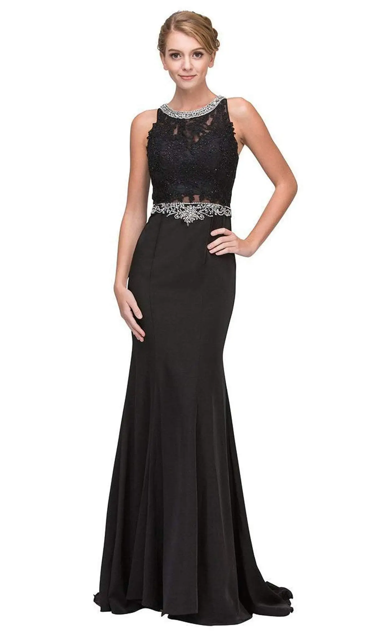 Eureka Fashion - Jewel Neck Embellished Mermaid Evening Gown 1 Eureka Fashion - Jewel Neck Embellished Mermaid Evening Gown