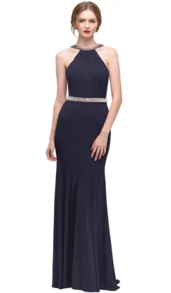 Eureka Fashion - Jeweled Halter Jersey Sheath Evening Dress 12 Eureka Fashion - Jeweled Halter Jersey Sheath Evening Dress -Hot Sale WEDDING Store eureka fashion jeweled halter jersey sheath evening dress bridesmaid dresses xs navy 5657166020665
