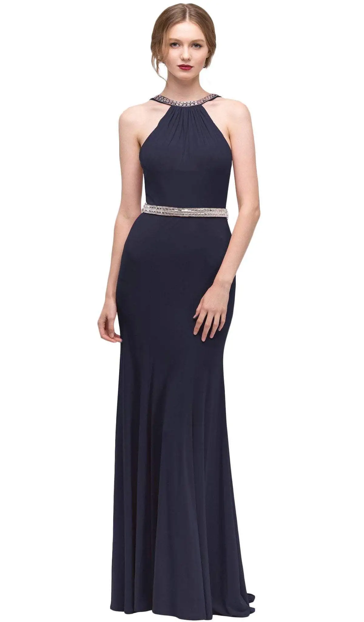 Eureka Fashion - Jeweled Halter Jersey Sheath Evening Dress 5 Eureka Fashion - Jeweled Halter Jersey Sheath Evening Dress - Image 5