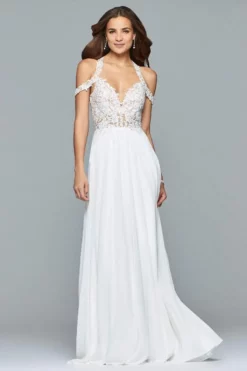 Faviana - 10006 Lace Appliqued Illusion Midriff Gown -Hot Sale WEDDING Store faviana 10006 lace appliqued illusion midriff gown bridesmaid dresses 0 ivory 5392747397177