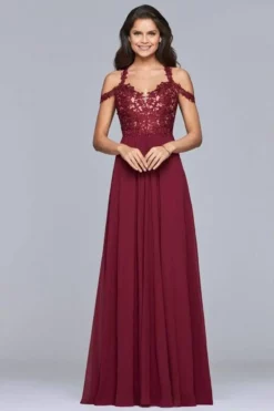 Faviana - 10006 Lace Appliqued Illusion Midriff Gown -Hot Sale WEDDING Store faviana 10006 lace appliqued illusion midriff gown bridesmaid dresses 28421328437331