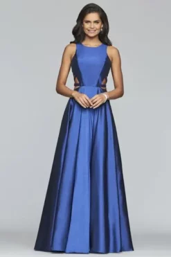Faviana - 10248 Jewel Neck Taffeta Ballgown With Side Pockets