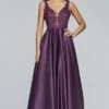 Faviana - 10251 Embellished V-neck Satin Ballgown