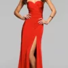 Faviana - 7891 Satin Sweetheart Evening Dress With High Side Slit