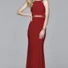 Faviana - 7921 Long Halter Dress With Illusion Insets