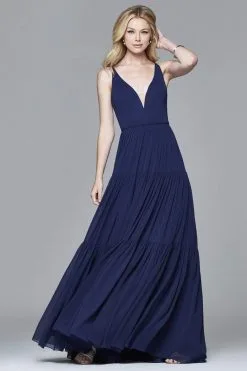 Faviana - 7923 Chiffon V-neck Evening Dress With Full Skirt