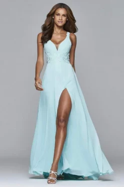 Faviana - 7941 Long Full Chiffon Dress With Lace Detailing -Hot Sale WEDDING Store faviana 7941 long full chiffon dress with lace detailing special occasion dress 28969212837971