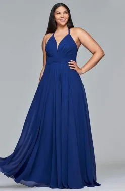 Faviana - 9397 Long Flare Chiffon V-neck With Lace-up Back -Hot Sale WEDDING Store faviana 9397 long flare chiffon v neck with lace up back special occasion dress 13717946204243