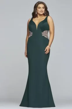 Faviana - 9448 Beaded Illusion Cutout Plunging V-Neck Gown -Hot Sale WEDDING Store faviana 9448 beaded illusion cutout plunging v neck gown evening dresses 6084744380473