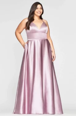 Faviana - 9466 Sleeveless Halter Satin Ballgown With Lace Up Back -Hot Sale WEDDING Store faviana 9466 sleeveless halter satin ballgown with lace up back ball gowns 12w deep mauve 13718409248851