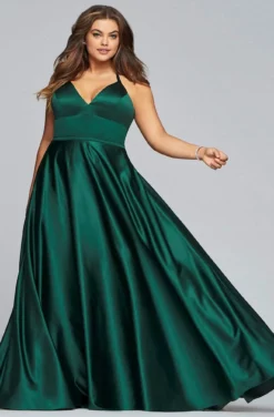 Faviana - 9466 Sleeveless Halter Satin Ballgown With Lace Up Back -Hot Sale WEDDING Store faviana 9466 sleeveless halter satin ballgown with lace up back ball gowns 13718409052243