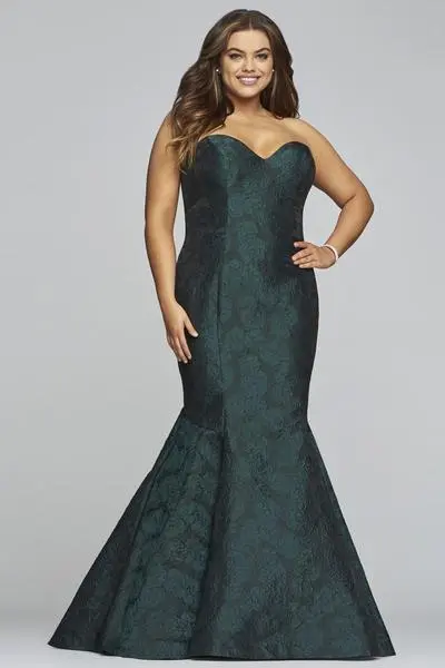 Faviana - 9470 Strapless Sweetheart Jacquard Mermaid Dress 1 Faviana - 9470 Strapless Sweetheart Jacquard Mermaid Dress