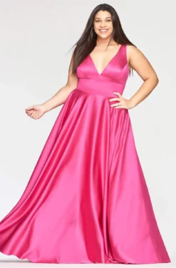 Faviana - 9496 Deep V-neck Satin A-line Gown -Hot Sale WEDDING Store faviana 9496 deep v neck satin a line gown prom dresses 28768237158483