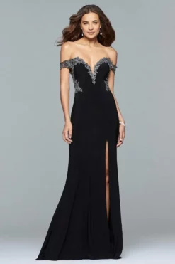 Faviana - S10001 Off-Shoulder Jersey Sheath Gown -Hot Sale WEDDING Store faviana s10001 off shoulder jersey sheath gown evening dresses 0 black 5392740483129