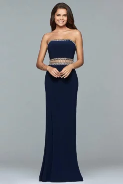 Faviana - S10027 Beaded Straight Jersey Sheath Dress