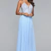 Faviana - S10041 Beaded Deep V-neck Chiffon Dress