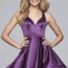 Faviana - S10161 Satin V-neck Layered A-line Dress