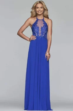 Faviana - S10203 Lace Applique Illusion Halter Evening Dress -Hot Sale WEDDING Store faviana s10203 lace applique illusion halter evening dress evening dresses 13719238508627