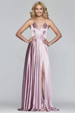 Faviana - S10209 Lace Up Back Satin V Neck Dress -Hot Sale WEDDING Store faviana s10209 lace up back satin v neck dress evening dresses 00 deep mauve 28059052867667