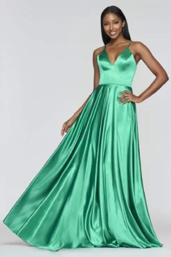 Faviana - S10209 Lace Up Back Satin V Neck Dress -Hot Sale WEDDING Store faviana s10209 lace up back satin v neck dress evening dresses 00 emerald 28719876964435