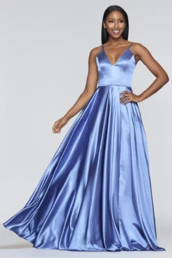 Faviana - S10209 Lace Up Back Satin V Neck Dress -Hot Sale WEDDING Store faviana s10209 lace up back satin v neck dress evening dresses 00 steel blue 28059089993811