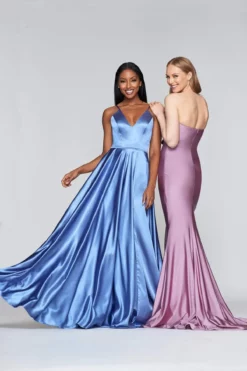 Faviana - S10209 Lace Up Back Satin V Neck Dress -Hot Sale WEDDING Store faviana s10209 lace up back satin v neck dress evening dresses 28059093991507