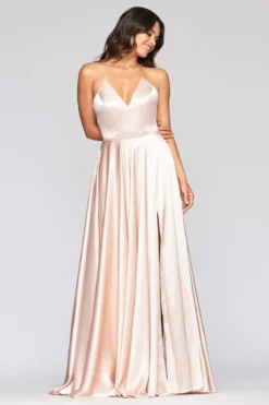 Faviana - S10209 Lace Up Back Satin V Neck Dress -Hot Sale WEDDING Store faviana s10209 lace up back satin v neck dress evening dresses 28267464851539