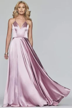 Faviana - S10209 Lace Up Back Satin V Neck Dress -Hot Sale WEDDING Store faviana s10209 lace up back satin v neck dress evening dresses 28267839586387