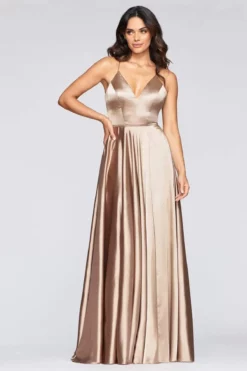Faviana - S10209 Lace Up Back Satin V Neck Dress -Hot Sale WEDDING Store faviana s10209 lace up back satin v neck dress evening dresses 28267839914067