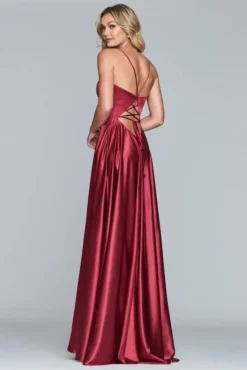 Faviana - S10209 Lace Up Back Satin V Neck Dress -Hot Sale WEDDING Store faviana s10209 lace up back satin v neck dress evening dresses 28741976948819
