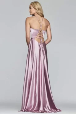 Faviana - S10209 Lace Up Back Satin V Neck Dress -Hot Sale WEDDING Store faviana s10209 lace up back satin v neck dress evening dresses 6029311475769