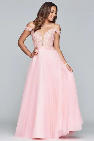 Faviana - S10229 Beaded Deep V-neck Tulle Ballgown 4 Faviana - S10229 Beaded Deep V-neck Tulle Ballgown - Image 4