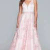 Faviana - S10230 Sleeveless Deep V-neck Satin Tulle Applique Ballgown
