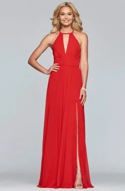 Faviana - S10235 Sleeveless Halter Chiffon A-line Dress -Hot Sale WEDDING Store faviana s10235 sleeveless halter chiffon a line dress special occasion dress 00 red 13719857954899