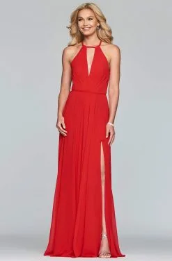 Faviana - S10235 Sleeveless Halter Chiffon A-line Dress -Hot Sale WEDDING Store faviana s10235 sleeveless halter chiffon a line dress special occasion dress 13719858053203