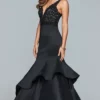 Faviana - S10242E Lace Bodice Structured Asymmetrical Tiered Gown