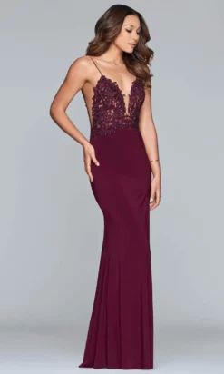 Faviana - S10275 Applique Deep V-neck Jersey Fitted Dress -Hot Sale WEDDING Store faviana s10275 applique deep v neck jersey fitted dress prom dresses 28806533578835