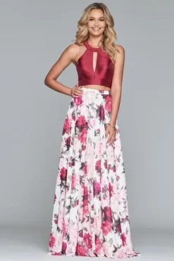 Faviana - S10277 Two Piece Jewel Floral Dress With Back Bow -Hot Sale WEDDING Store faviana s10277 two piece jewel floral dress with back bow prom dresses 6090664247353