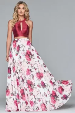 Faviana - S10277 Two Piece Jewel Floral Dress With Back Bow -Hot Sale WEDDING Store faviana s10277 two piece jewel floral dress with back bow prom dresses 6090664837177