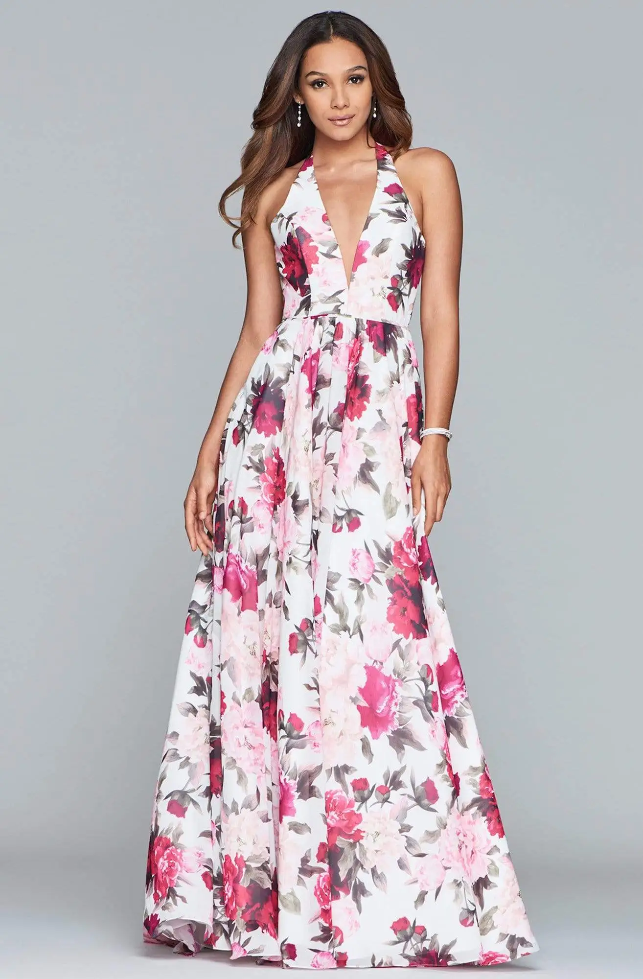Faviana - S10278 Floral Halter A-Line Evening Gown 1 Faviana - S10278 Floral Halter A-Line Evening Gown