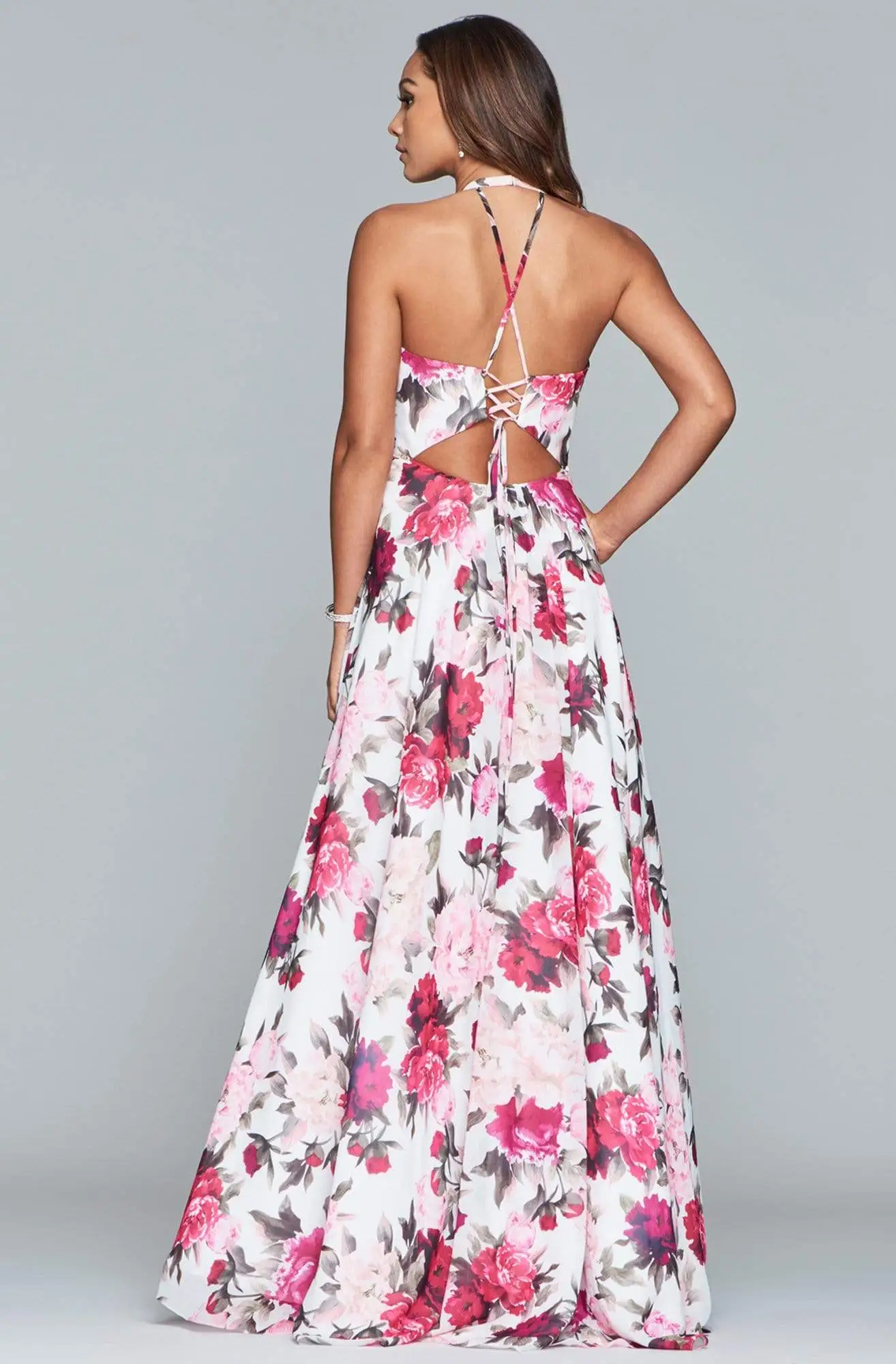 Faviana - S10278 Floral Halter A-Line Evening Gown 2 Faviana - S10278 Floral Halter A-Line Evening Gown - Image 2