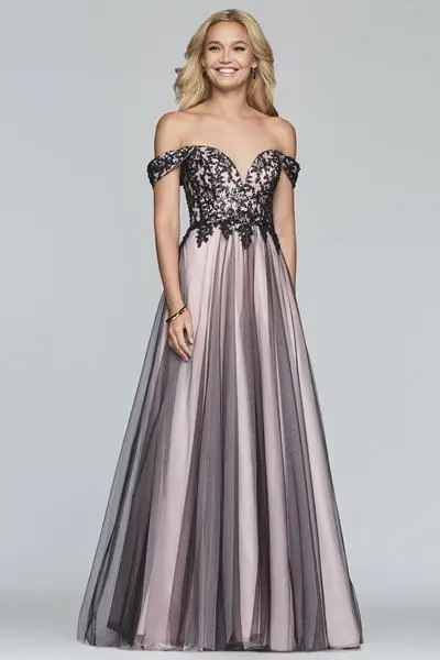 Faviana - S10290 Beaded Lace Off-Shoulder Evening Gown 3 Faviana - S10290 Beaded Lace Off-Shoulder Evening Gown - Image 3