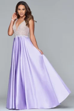 Faviana - S10291 Beaded Deep V-neck Satin Ballgown -Hot Sale WEDDING Store faviana s10291 beaded deep v neck satin ballgown prom dresses 6060142460985